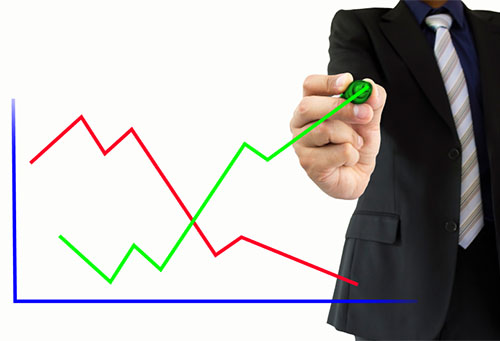 Man with positive graph