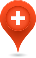 map marker for a medical facility