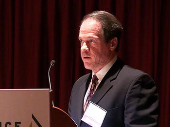 Joseph Leutzinger speaking at the event
