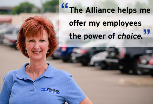 Vikki Brueggeman quote: "The Alliance helps me offer my employees the power of choice."