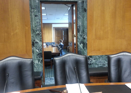 Cheryl DeMars in Senate Waiting Room
