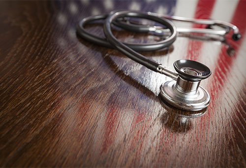 stethoscope and flag